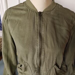 Kenneth Cole Reaction Lightweight Zip Up Spring Summer Jacket, Olive Green~Med